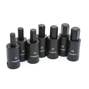 lot 52 image: Husky 12 in. Drive Hex Bit Impact Socket Set MM (7-Piece)