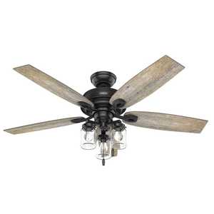 lot 34 image: Hunter Crown Canyon II 52 in. IndoorOutdoor Matte Black Ceiling Fan with Light Kit