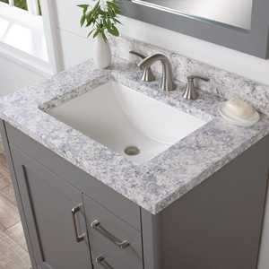 lot 26 image: Home Decorators Collection 31 in. W x 22 in. D Cultured Marble White Rectangular Single Sink Vanity Top in Everest