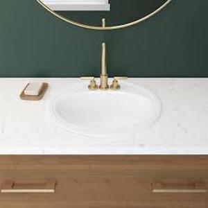 lot 38 image: Lot of Bootz Industries Laurel Round Drop-In Bathroom Sink in White     Customer Returns See Pictures
