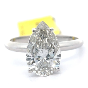 Sparkling 3 Carat Diamond Pear Solitaire Ring in 14k White Gold; Retail $4,200