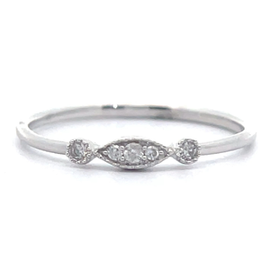 lot 9B image: Petite Diamond Ring  Band, 10k White Gold, Great for Stackable, Layer, or Wear Solo
