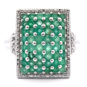 lot 13 image: NEW Natural Emerald Rectangular Top Statement Ring