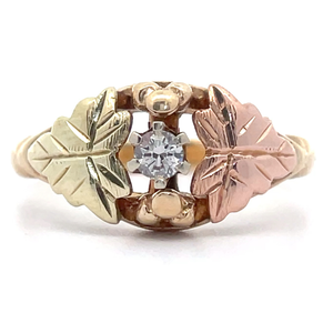 lot 16B image: 0.10 Carat Diamond Black Hills Gold Ring in Tri-Color Gold