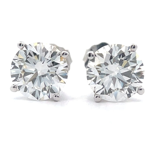 NEW! 3 Carat Diamond Round Solitaire Stud Earrings in 14k White Gold w/ EGL Report; $2,380 Retail
