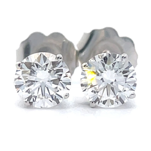 lot 6 image: NEW 1 Carat Diamond Round Brilliant Solitaire Stud Earrings in 14k White Gold w EGL Report