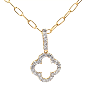 lot 15 image: NEW 1 Carat PavDiamond Four-Leaf Clover Pendant Necklace