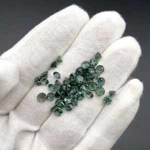 lot 34B image: 23.53 CT Greenish-Blue Sapphire Lot50 Round-Cut Gemstones  VIDEO 
