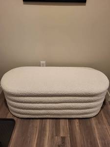 lot 92 image: Helene Boucle Upholstered Storage Bench by Joss & Main