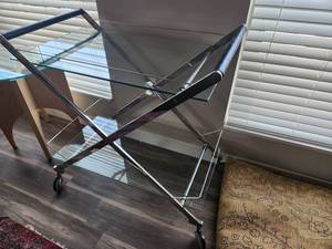 Vintage Glass and Chrome Bar Cart