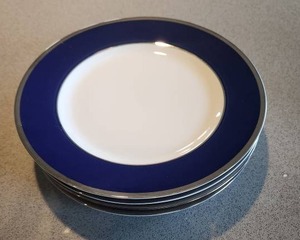 lot 23 image: Crate & Barrel Blue Rim Plates Set