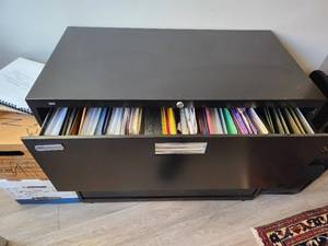 lot 99 image: Black Metal Horizontal File Cabinet