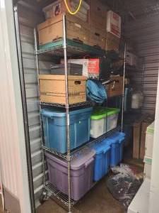 lot 106 image: Tall Adjustable Chrome Wire Storage Shelves on Wheels 1 of 2