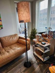 lot 12 image: Modern Floor Lamp with Fabric Shade