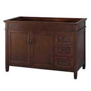 Home Decorators Collection Ashburn 48 in. W x 21.63 in. D x 34 in. H Bath Vanity Cabinet without Top in Mahogany  Customer Returns See Pictures