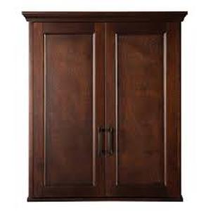 Home Decorators Collection Ashburn 24 in. W x 8 in. D x 27 in. H Bathroom Storage Wall Cabinet in Mahogany  Customer Returns See Pictures