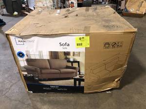 lot 18 image: Mainstays Sofa, Brown  Customer Returns See Pictures