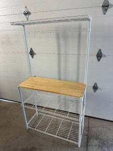 lot 11 image: Adjustable Wire Bakers Rack with Hooks