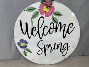 lot 61 image: Recycled Metal Sign - Welcome Spring