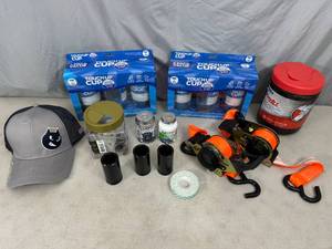 lot 117 image: New Paint Touch Up Cup Kits, Impact Sockets, Thread Sealant, Ratchet Straps, Etc