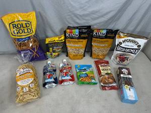 lot 130 image: Assorted Food and Snacks, Granola, Oatmeal, Pretzels, Etc