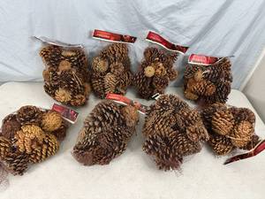 lot 151 image: 8 New Bags of Cinnamon Scented Pinecones