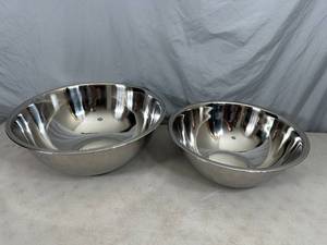 lot 162 image: 2 New Large Bene Casa Stainless Steel Mixing Bowls