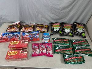 lot 206 image: Assorted Candy, Chocolate Cherries, Ades Creme De Menthe Chips, Cotton Candy, Tootsie Pops, and More