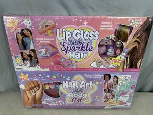lot 218 image: New Nail Art, Body Art, Lip Gloss, Sparkle Hair Kits