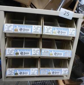 lot 25 image: One steel 6-drawer bolt storage cabinet