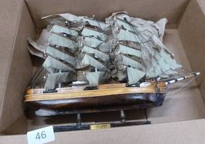 lot 46 image: Nice Cutty Sark wood model boat with fabric sails