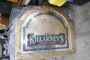 lot 120 image: New, Large Killarneys red lager mirror sign 28x33