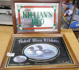 lot 138 image: Pabst Blue Ribbon and Killians Red signs
