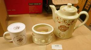 lot 150 image: Jewel Tea collectible teapot, candle holder, coffee cup