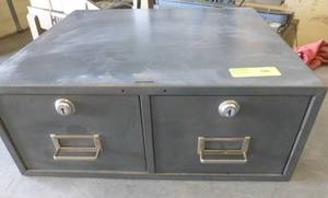 lot 288 image: 2 drawer metal storage cabinet and a garage creeper