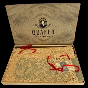 lot 126 image: Vintage Quaker Empress Table Linen  Cloth in Old Ivory  Vintage Quaker Empress Table Linen No. 7570