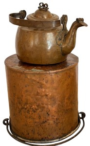 lot 77 image: Vintage Copper Pail  Bucket and Tea Kettle