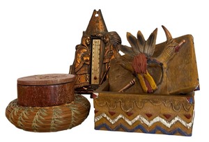 lot 70 image: Collectable Native American Decorative Items including a Hand Woven Basket