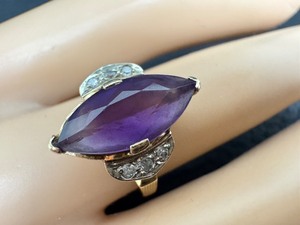 lot 34C image: Beautiful Vintage 14k Gold and Amethyst Ring