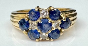 lot 3C image: Gorgeous Vintage 14K Gold, Sapphire and Diamond Ring
