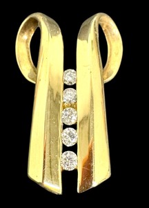 lot 7B image: Beautiful 14k Gold and Channel Set Diamond Pendant