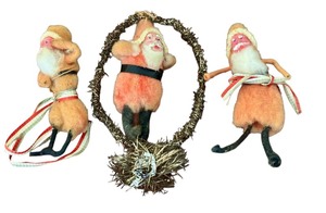 lot 30 image: Three Antique Santa Clause Figurine Ornaments