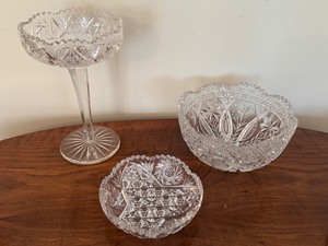 lot 32A image: Three Vintage Crystal Decorative Items
