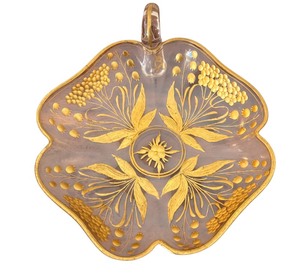 lot 89 image: Antique Moser Glass Nappy Gilt Candy Dish
