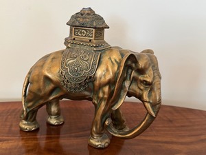 lot 87 image: Decorative Metal Elephant Incense Burner