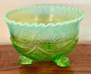 lot 40 image: Antique Jefferson Opalescent Footed Glass Bowl