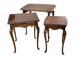 lot 38 image: Vintage Wooden Nesting Table Set