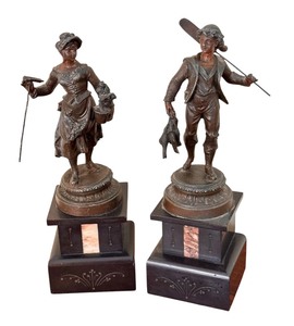 lot 6 image: Pair of Antique Spelter Metal Sculptures