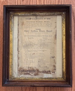 lot 190 image: Framed Antique 1882 Print Advertising The Glorious Fourth The Only Indian Brass Band