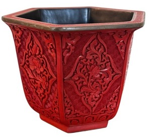 lot 48C image: Vintage Cinnabar Red Planter